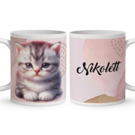 Kérd a Neveddel - Szürke pici cica mintás bögre