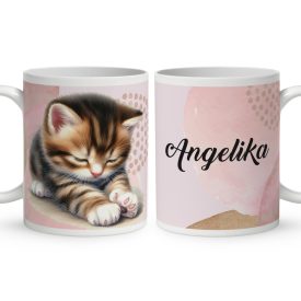 Kérd a Neveddel - Játszó cuki cicus mintás bögre