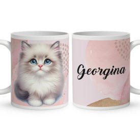 Kérd a Neveddel - Hógolyó cuki cica mintás bögre