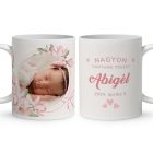 Egyedi, fényképes bögre - Újszülött kislány mintás bögre