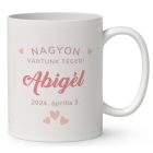 Egyedi, fényképes bögre - Újszülött kislány mintás bögre