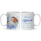 Egyedi, fényképes bögre - Hello - Újszülött kisfiú mintás bögre