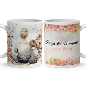 Kérd a neveddel - Anya és kicsi fia mintás bögre