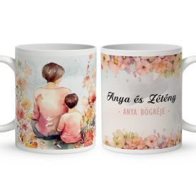 Kérd a neveddel - Anya és kicsi fia mintás bögre