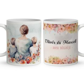Kérd a neveddel - Anya és két fia mintás bögre