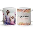 Kérd a neveddel - Barna hajú Anya és kislánya mintás bögre