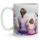 Kérd a neveddel - Barna hajú Anya és kislánya mintás bögre