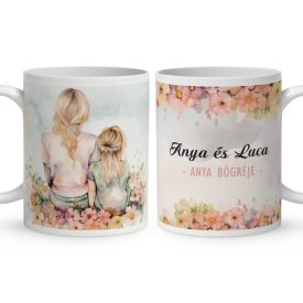 Kérd a neveddel - Barna hajú Anya és kislánya mintás bögre