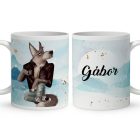 Névvel kérhető - Rock'n' kávés farkas mintás bögre