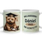 Névvel kérhető Maci - 2025 évi Ballagásra mintás bögre