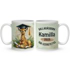 Névvel kérhető Zsiráf - 2025 évi Ballagásra mintás bögre