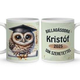 Névvel kérhető Bagoly - 2024 évi Ballagásra mintás bögre