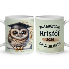   Névvel kérhető Bagoly - 2026 évi Ballagásra mintás bögre