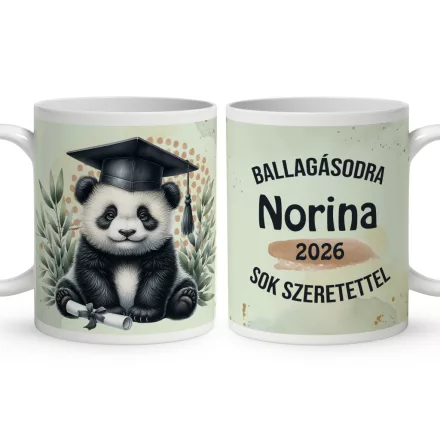 Névvel kérhető Panda - 2026 évi Ballagásra mintás bögre