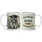 Névvel kérhető Mosómedve - 2025 évi Ballagásra mintás bögre