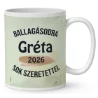 Névvel kérhető Mosómedve - 2026 évi Ballagásra mintás bögre
