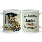 Névvel kérhető Leopárd - 2024 évi Ballagásra mintás bögre