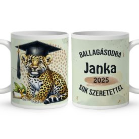 Névvel kérhető Leopárd - 2024 évi Ballagásra mintás bögre