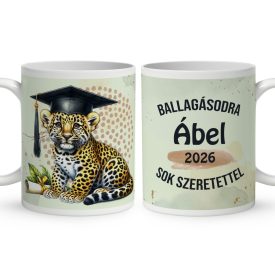   Névvel kérhető Leopárd - 2026 évi Ballagásra mintás bögre