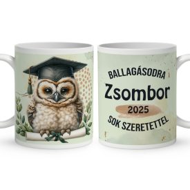  Névvel kérhető Bölcs Bagoly - 2025 évi Ballagásra mintás bögre