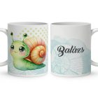 Névvel kérhető - Cuki zöld kis csiga mintás bögre