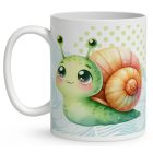 Névvel kérhető - Cuki zöld kis csiga mintás bögre