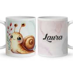 Névvel kérhető - Cuki zöld kis csiga mintás bögre