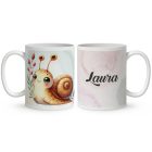 Névvel kérhető - Cuki zöld kis csiga mintás bögre