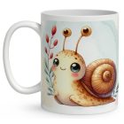 Névvel kérhető - Cuki zöld kis csiga mintás bögre