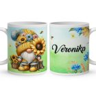 Névvel kérhető - Cuki napraforgós manó mintás bögre