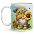 Névvel kérhető - Cuki napraforgós manó mintás bögre