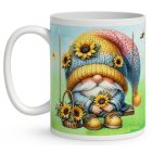 Névvel kérhető - Hintázó napraforgós manó mintás bögre