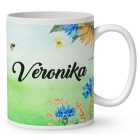 Névvel kérhető - Hintázó napraforgós manó mintás bögre