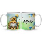 Névvel kérhető - Ülő napraforgós manó mintás bögre