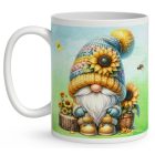 Névvel kérhető - Ülő napraforgós manó mintás bögre