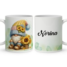   Névvel kérhető - Kedves kis napraforgós manó mintás bögre