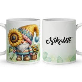   Névvel kérhető - Cuki kukucs napraforgós manó mintás bögre