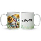 Névvel kérhető - Cuki kukucs napraforgós manó mintás bögre