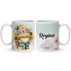 Névvel kérhető - Kerékpáros napraforgós manó mintás bögre