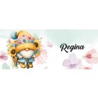 Névvel kérhető - Kerékpáros napraforgós manó mintás bögre