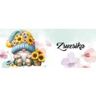 Névvel kérhető - Napraforgós manó kosárral mintás bögre