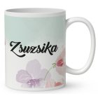 Névvel kérhető - Napraforgós manó kosárral mintás bögre