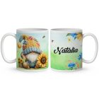 Névvel kérhető - Cuki sapkás napraforgós manó mintás bögre