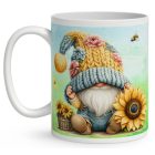 Névvel kérhető - Cuki sapkás napraforgós manó mintás bögre