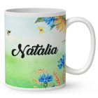 Névvel kérhető - Cuki sapkás napraforgós manó mintás bögre