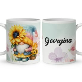   Névvel kérhető - Cuki napraforgós manó egy szál virággal mintás bögre