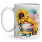 Névvel kérhető - Cuki napraforgós manó egy szál virággal mintás bögre