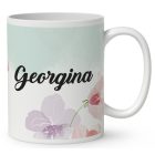 Névvel kérhető - Cuki napraforgós manó egy szál virággal mintás bögre