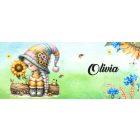 Névvel kérhető - Napraforgós manó lány cuki békával mintás bögre