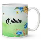 Névvel kérhető - Napraforgós manó lány cuki békával mintás bögre